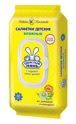 Салфетки влажные УШАСТЫЙ НЯНЬ 80шт Очищающие