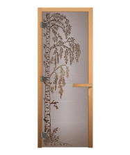 Дверь для сауны стекло (1,9х0,7) бронза Березка 8мм коробка осина, магнит, левая