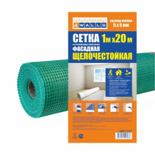 Сетка армированная стеклотканевая 5х5мм, 100смх20м зеленая WALLS SMF 116T
