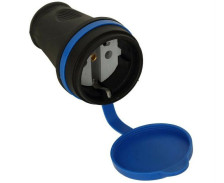 Гнездо 1м с заглушкой каучук 2P+PE 1x16A 220-240V IP44 черный E1M