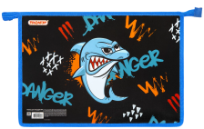 Папка для тетрадей 1 отд А4 Пифагор Angry Shark пластик, на молнии