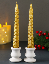 Набор Новогодних свечей Ель 1,9х20см золото 10877586