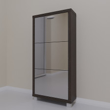 Шкаф обувной Люкс 3 секции, зеркало, венге