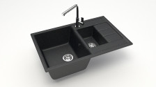 Мойка 755х500 искусственный камень черный 210/Q4