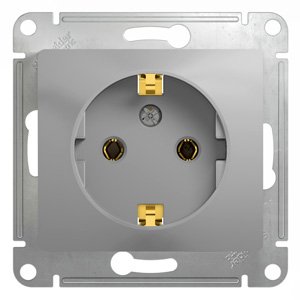 Розетка 1-м скрытой установки с заземлением Glossa GSL000343 алюминий