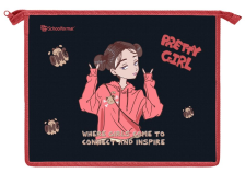 Папка для тетрадей 1 отд А4 Schoolformat АНИМЕ ДЕВОЧКА пластик, на молнии, с ручками 