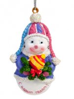 Украшение новогоднее из полирезины "Снеговик с игрушкой", 7,5х4,5х1,7см 77789