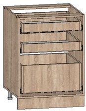 Каркас напольного шкафа ДУБЛИН 60х82х51 см, ЛДСП дуб сонома (3 ящика)