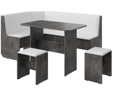 Кухонный уголок Том ателье темный/К3 белый (скамья + стол + табурет 2 шт)