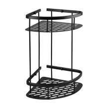 Полка угловая TITAN 2-ярусная с литым дном 76069 алюминий/черный