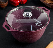 Кастрюля антипригарная 4,0 л стеклянная крышка  Trendy Style emerald k41tse