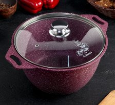 Кастрюля антипригарная 4,0 л стеклянная крышка  Trendy Style emerald k41tse