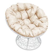 Кресло Папасан  HOME ротанг бежевый, подушка лен