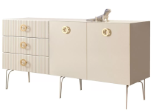 Комод (2 двери Wood) Богемия Woodline Fi Lakobel Слоновая кость/Золото 1,6м БМКМ-4Fi