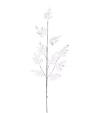 Ветка-декор новогодний 65см Сияющие листья серебро 201-4436