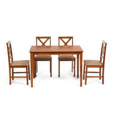 Обеденный комплект Хадсон (стол+4 стула) стол:110х70х75 см espresso ткань коричнево-золотая (1505-9)