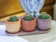 Набор горшков керамических с/п Этно терр, красн, пудра