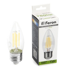 Лампа светодиодная Е27 7W/4000 свеча Feron
