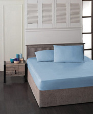 Простынь на резинке с наволочкой хлопок VAROL Размер: 160х200, 2 наволочки 50х70, Цвет: Голубой