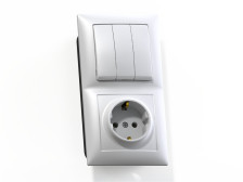 Блок скрытой установки выключатель 3-м+розетка с заземляющим контактом БКВР-413 16А белый Селена
