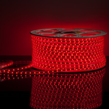 Лента светодиодная 220V 60LED 4,8W/m 3528 IP65 красная (герметичная)(142-601)