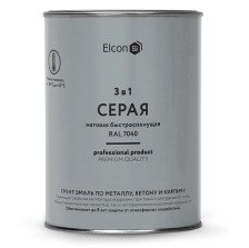 Грунт-эмаль 3 в 1 по ржавчине матовая серая RAL 7040 (0,8 кг) Elcon