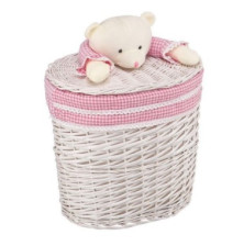 Корзина бельевая "Медвежонок розовый" Размер: Д410 Ш300 В400, Цвет: Белый