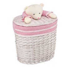 Корзина бельевая "Медвежонок розовый" Размер: Д410 Ш300 В400, Цвет: Белый