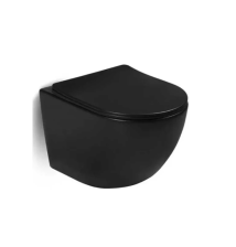 Унитаз подвесной К505 черный матовый, безободковый с сиденьем ДП тонкое