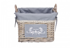 Корзина стеллажная c ручками "Лён" серый Д440, Ш335, В300