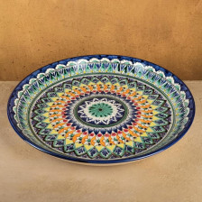 Ляган 37 см Риштанская Керамика Узоры синий микс 7003805