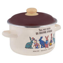 Кастрюля эмалированная 4,0 л цилиндрическая Зайцы TM Appetite 6RD201M