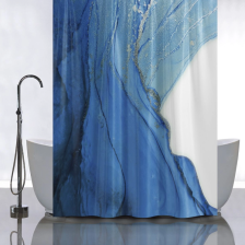 Штора для ванной комнаты 180х180см САНАКС СИНИЙ МРАМОР с СЕРЕБРОМ, без колец 01-115