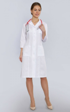 Халат медицинский 247 тиси белый размер 64/170-176 3/4 рукав пуговицы