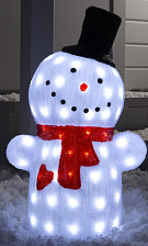 Фигура акрил "Снеговик в шляпе" 60х25х25 см, белый 220V БЕЛЫЙ 5037538
