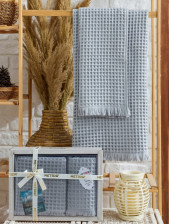 Набор полотенец вафельных 2 шт 50х90 + 70х140 светло-серый A390 Waffle Meteor