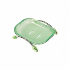 Мыльница пластиковая настольная FRAP F333 хром/зеленая