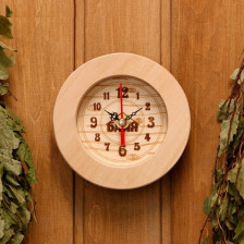 Часы в предбанник "Круг" малые, светлые D13,5см