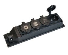 Колодка 4-м с заглушкой каучук 2P+PE 1x16A 220-240V IP44 E1M черный