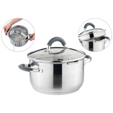 Кастрюля нержавеющая 3,0 л Profi Home силикон ручки кофе Agness 914-212