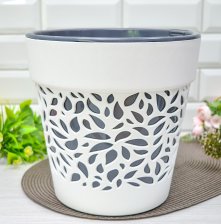 Горшок с/п Блоссом 8,3л белый/антрацит