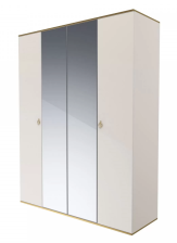 Шкаф 4-двери с зеркалами Римини Соло Слоновая кость/Золото РМШ1/4