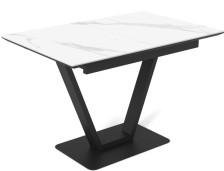 Стол "Луи" 1200х800 (400) Керамика белый мрамор/черный кварц/черный