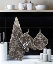 Набор прихватка+варежка+полотенце 45х60 Sonnet рогожка Кулинар