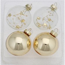 Набор Шаров новогодних 6см 4шт Золотистый мультиколор стекло 78934