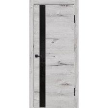Полотно дверное ДО 800 ЛУ-45 экошпон Арктик стекло черное, кромка черная (Luxor)