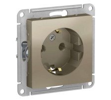 Розетка 1-м скрытой установки с заземлением Atlas Design ATN000543 шампань