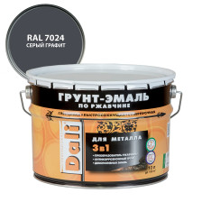Грунт-эмаль по ржавчине гладкая серый графит RAL 7024 (10л) Dali