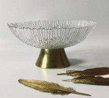 Фруктовница 25 см на ножке стекло белое LENARDI 200-120