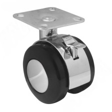 Опора колесная D=50 открытая фланец/стопор хром